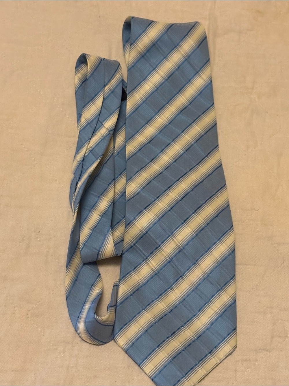 Striped Light Blue and Cream Men's Tie